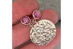 Ruby topped silver disc earrings 5