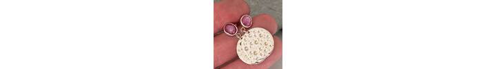 Ruby topped silver disc earrings 4