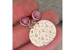Ruby topped silver disc earrings 4