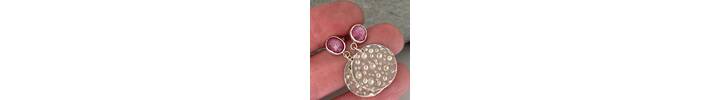 Ruby topped silver disc earrings 6