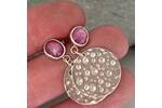 Ruby topped silver disc earrings 6