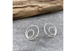 Eccentric circles silver stud earrings 2