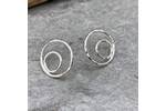 Eccentric circles silver stud earrings 3