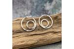 Eccentric circles silver stud earrings
