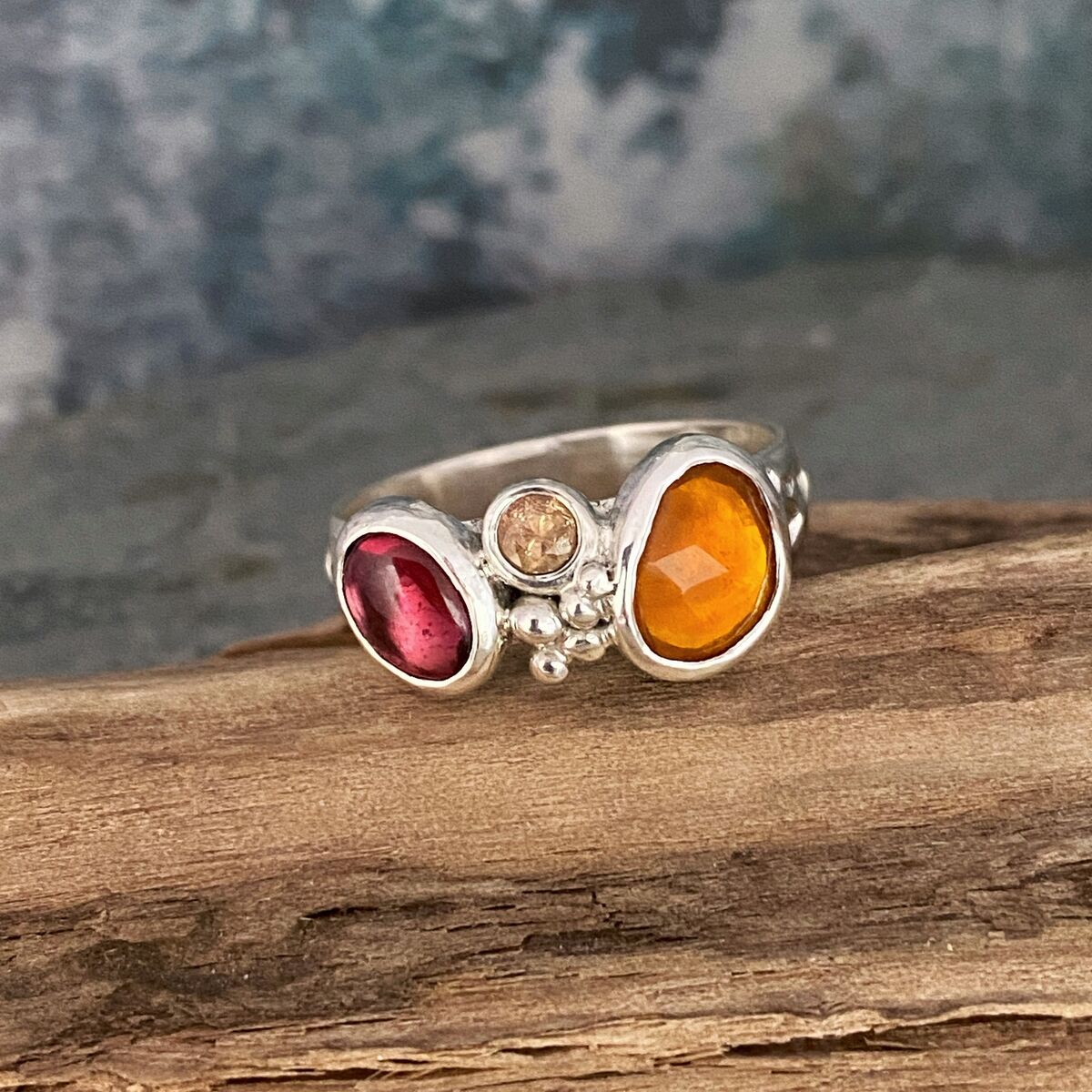 Fire Opal and garnet ring Fire Opal and garnet ring