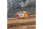 Fire Opal and garnet ring