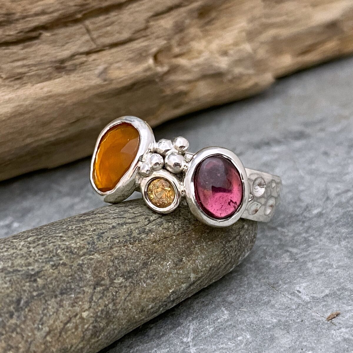 Fire Opal and garnet ring 3 Fire Opal and garnet ring 3