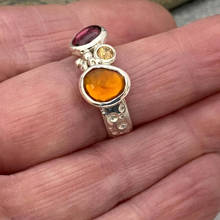 Fire Opal and garnet ring 4