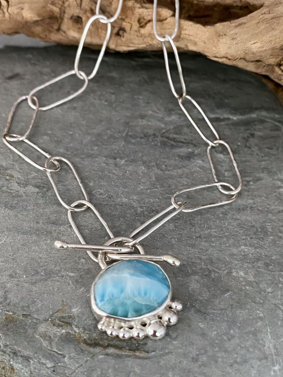 Larimar paper clips necklace 2 Larimar paper clips necklace 2