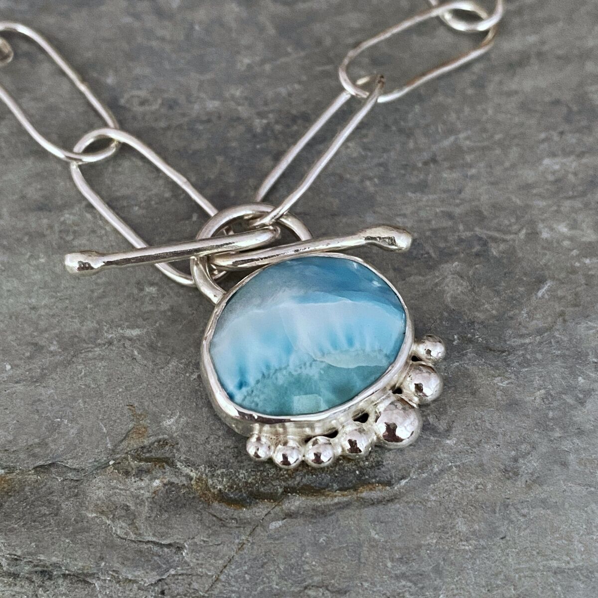 Larimar paper clips necklace 3 Larimar paper clips necklace 3