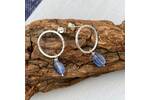 Round silver stud earrings with kyanite drops 2
