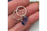 Round silver stud earrings with kyanite drops 3