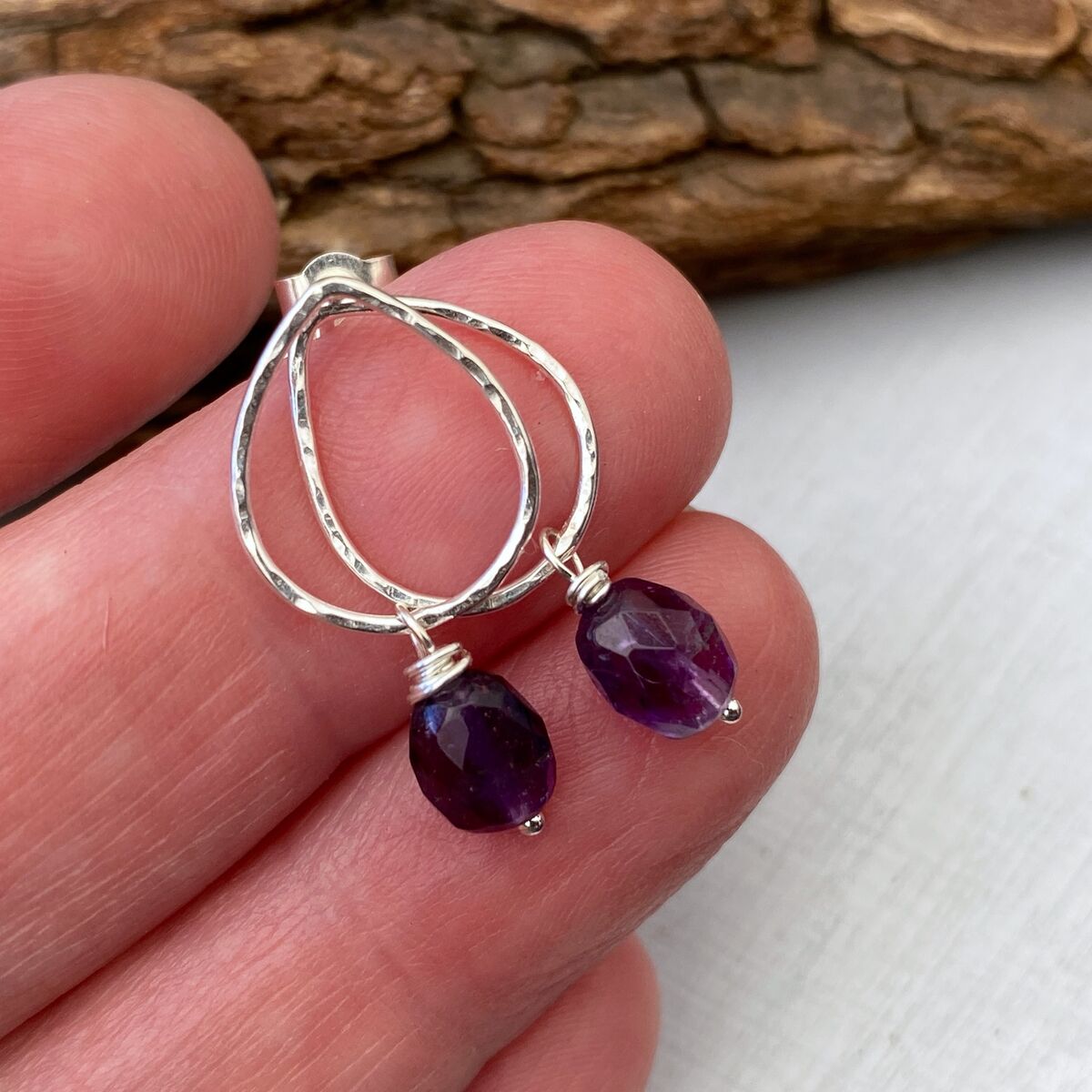 Silver teardrop stud earrings 3