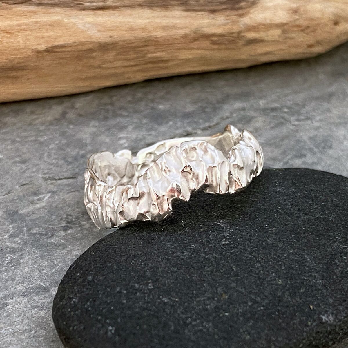 Chunky organic textured ring band 5 Chunky organic textured ring band 5