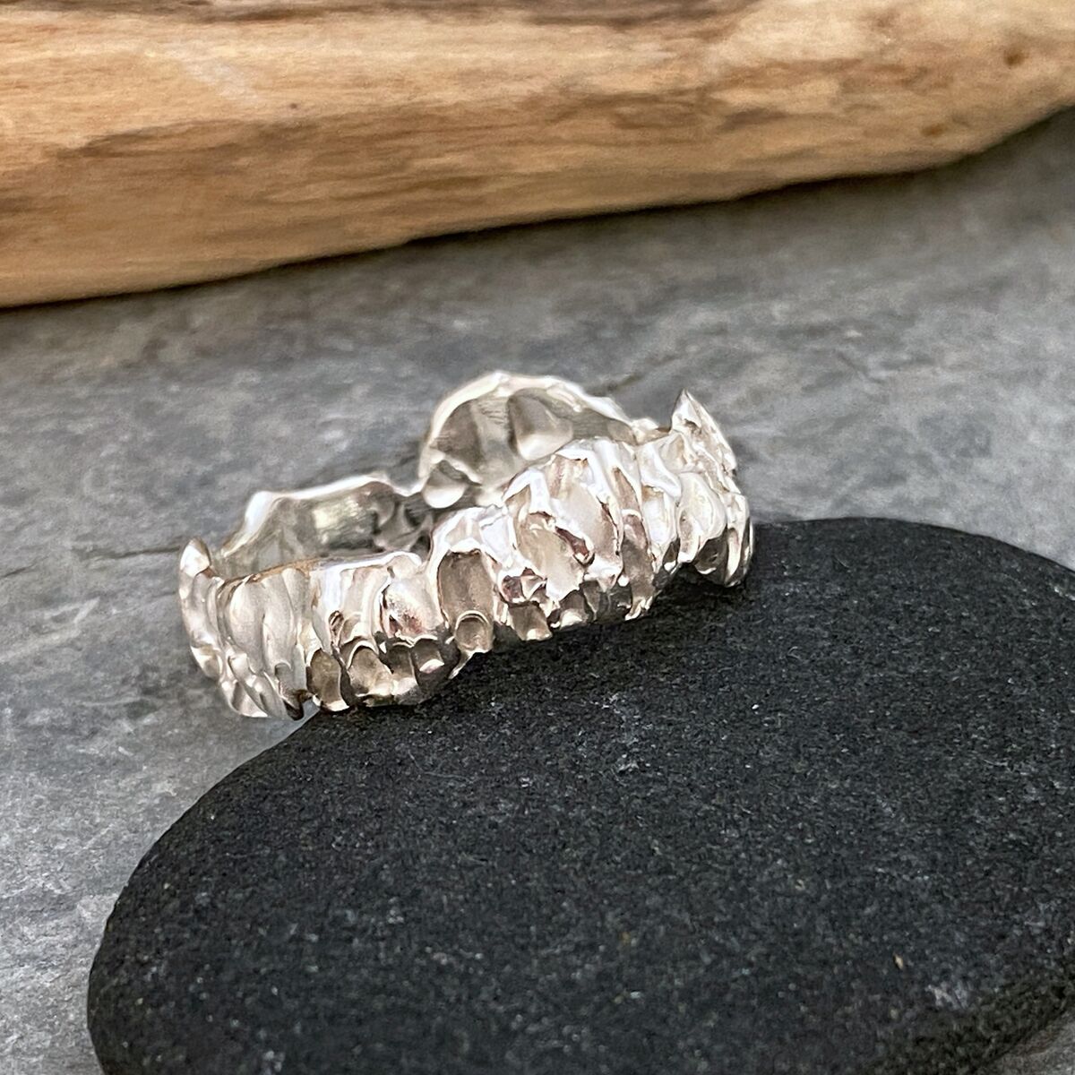 Chunky organic textured ring band 3 Chunky organic textured ring band 3