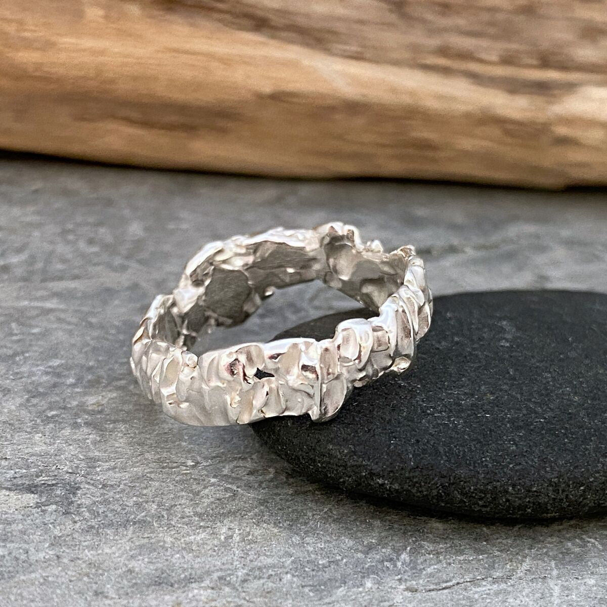 Chunky organic textured ring band 8 Chunky organic textured ring band 8