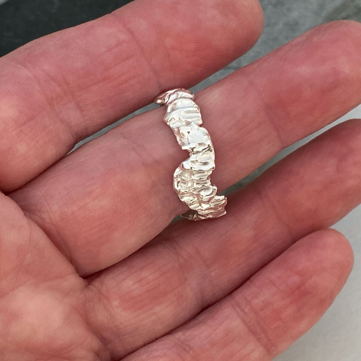 Chunky organic textured ring band 4 Chunky organic textured ring band 4