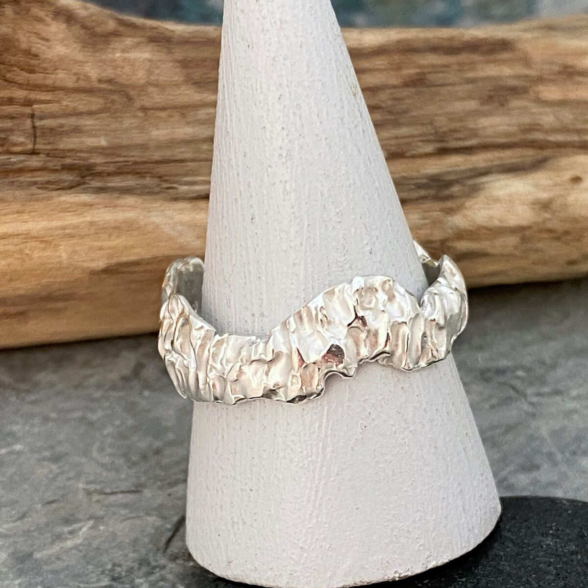 Chunky organic textured ring band 2 Chunky organic textured ring band 2