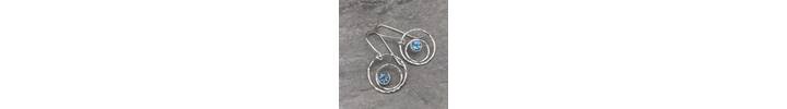 Silver circle earrings with topaz stones
