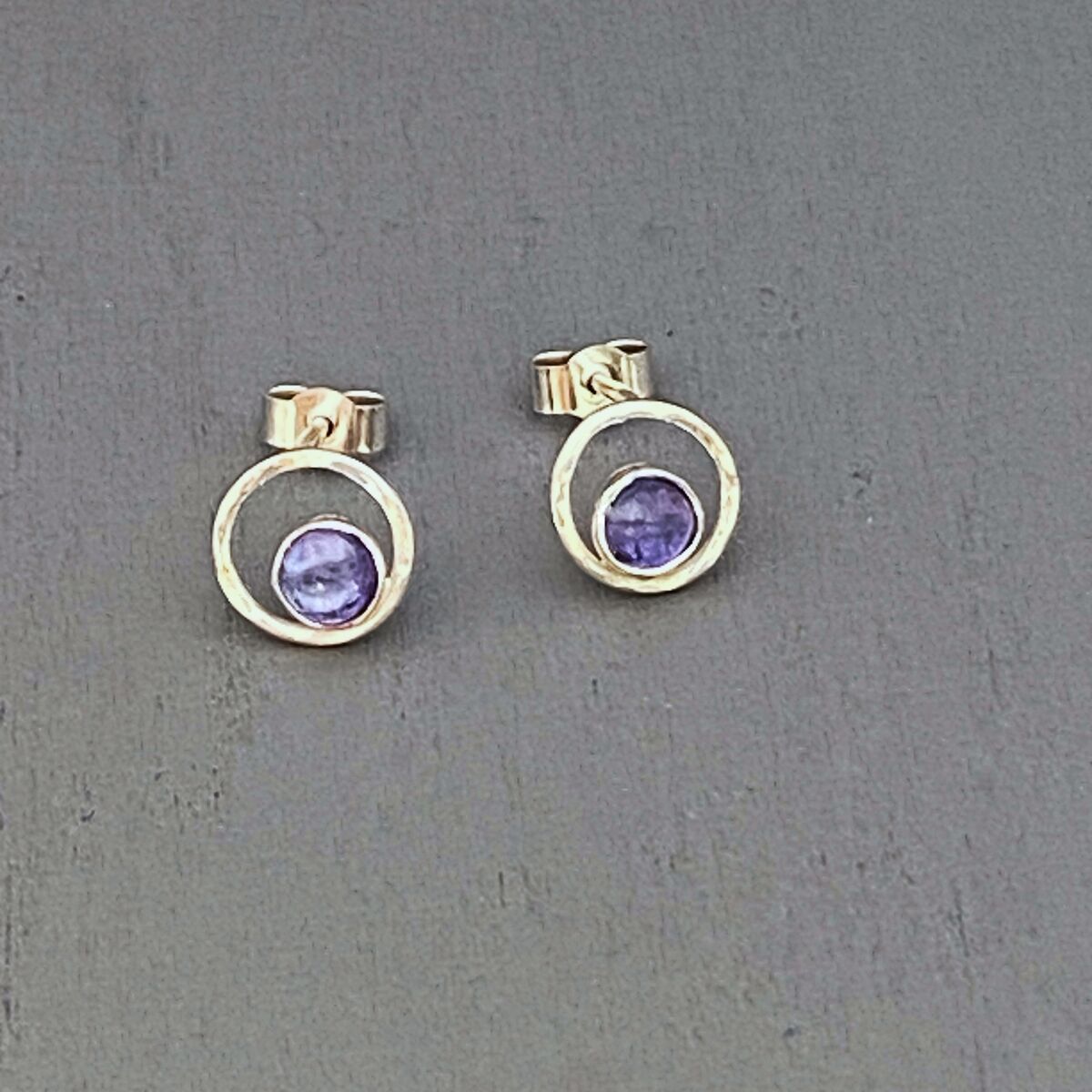 Small Tanzanite and silver circle earrings 3 Small Tanzanite and silver circle earrings 3