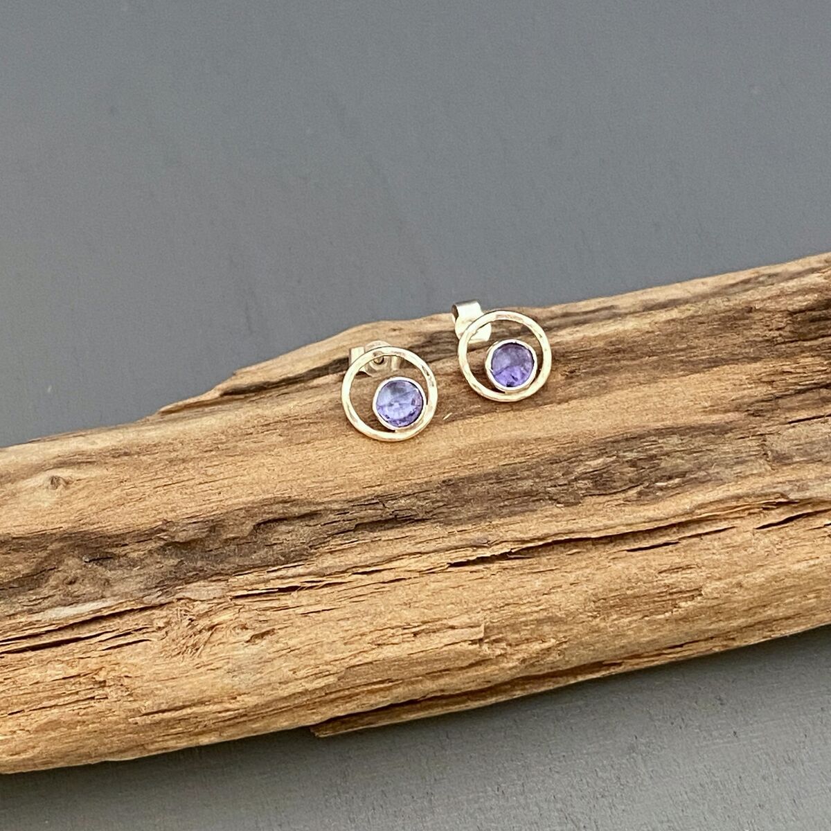 Small Tanzanite and silver circle earrings 5 Small Tanzanite and silver circle earrings 5
