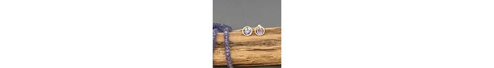 Small Tanzanite and silver circle earrings
