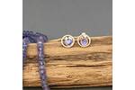 Small Tanzanite and silver circle earrings