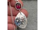 Garnet and silver bubbles necklace