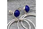 Lapis Lazuli topped silver hoop earrings 2