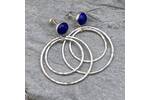 Lapis Lazuli topped silver hoop earrings 3