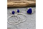 Lapis Lazuli topped silver hoop earrings 4