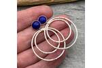Lapis Lazuli topped silver hoop earrings