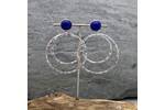 Lapis Lazuli topped silver hoop earrings 5