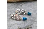Hammered silver oval earrings with Chilean Opal bead drops 5