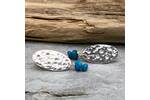 Hammered silver oval earrings with Chilean Opal bead drops