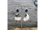 Neon sheen Kyanite topped hammered silver earrings 3