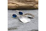 Neon sheen Kyanite topped hammered silver earrings