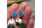 Neon sheen Kyanite topped hammered silver earrings 2