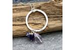 Silver ring pendant with Amethyst and tanzanite drops  3