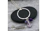 Silver ring pendant with Amethyst and tanzanite drops  2