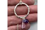 Silver ring pendant with Amethyst and tanzanite drops  4