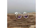 Small silver stud earrings with amethyst gemstone  4