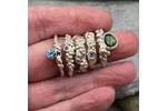 Green sapphire organic silver ring band 5