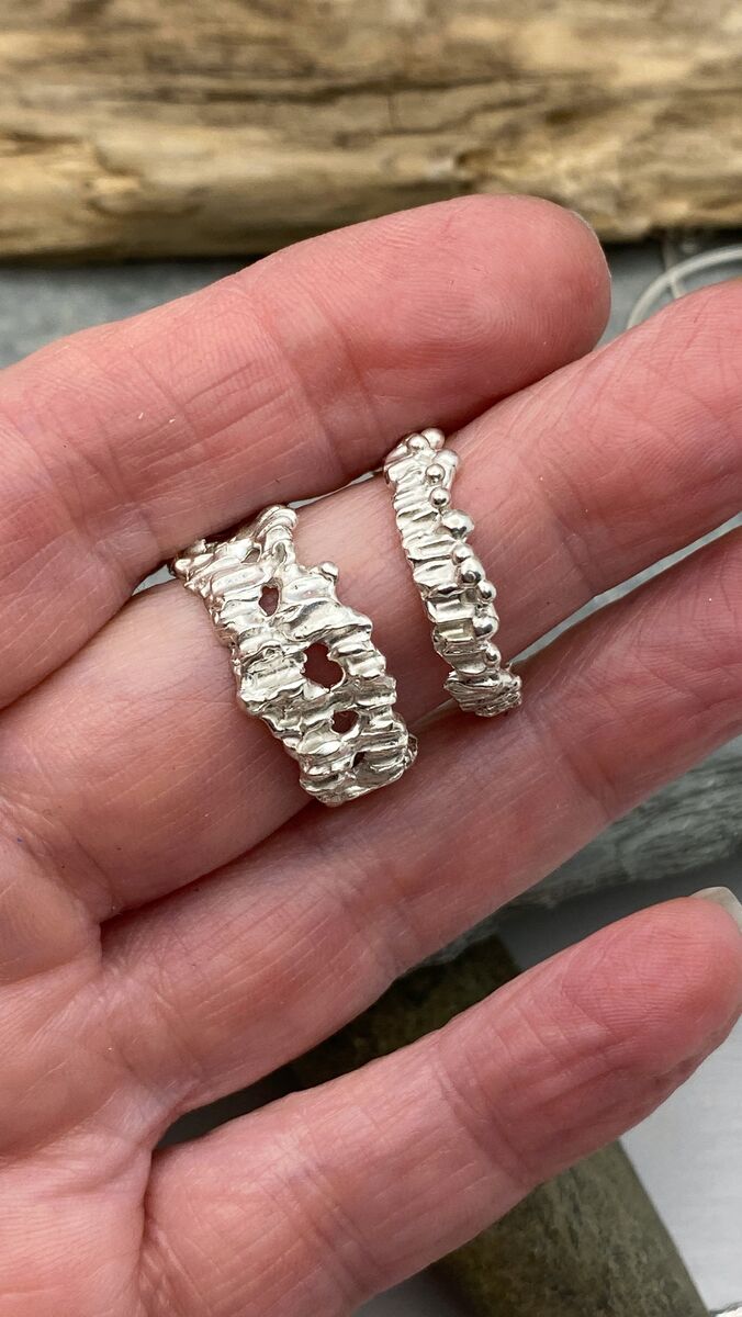 Wide organic silver ring band 5 Wide organic silver ring band 5