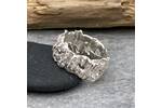 Wide organic silver ring band
