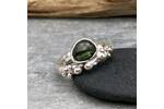 Green sapphire organic silver ring band
