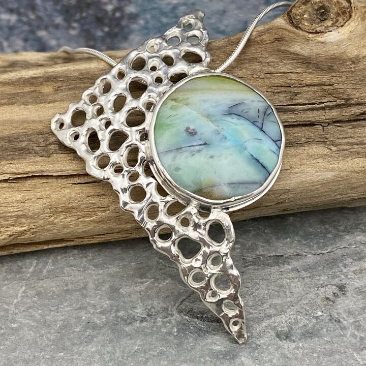 Opalised wood necklace
