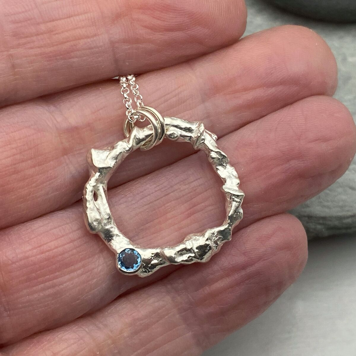 Topaz and silver circle necklace 4