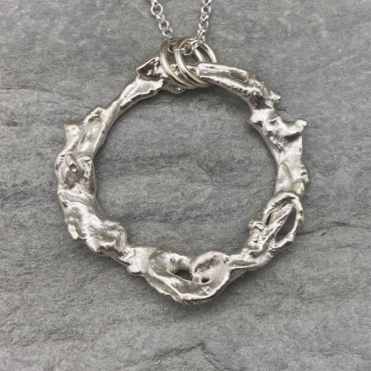 Recycled silver circle necklace 2