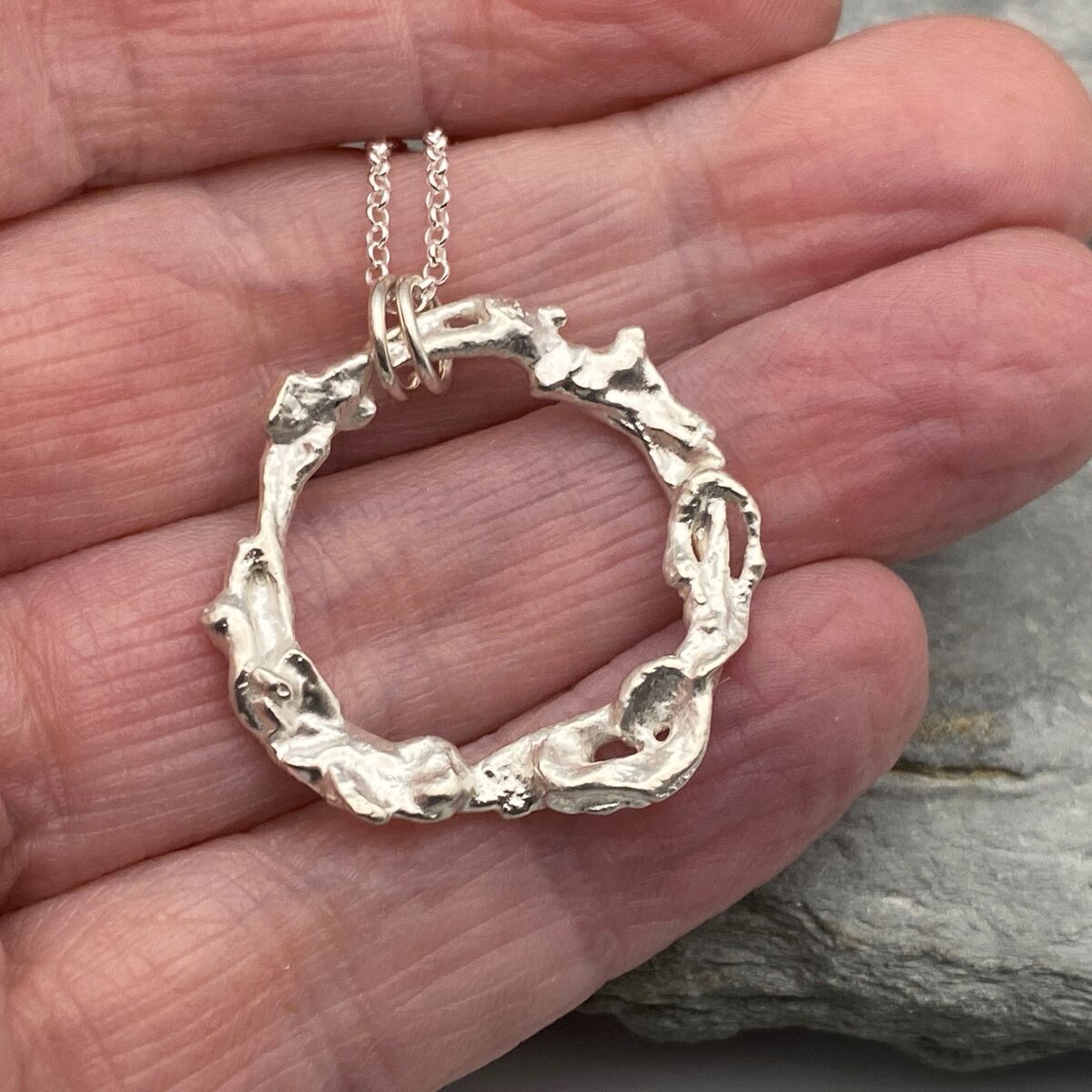 Recycled silver circle necklace 4